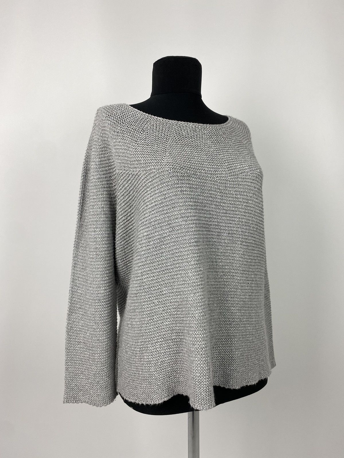 Gran Sasso Gran Sasso Viscose Metallic Silver Wide Neck Knit Sweater Size L / US 10 / IT 46 - 1 Thumbnail