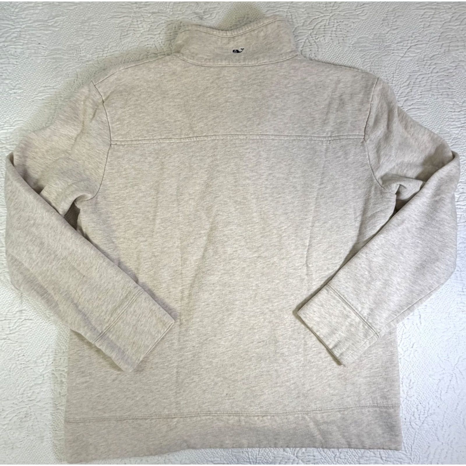 Vineyard Vines Vineyard Vines Shep Shirt Pullover Top Womens M Oatmeal 1/4 Button Pockets Mock Neck Button Logo Sweatshirt Athletic Activewear Long Sleeve Size M / US 6-8 / IT 42-44 - 2 Thumbnail