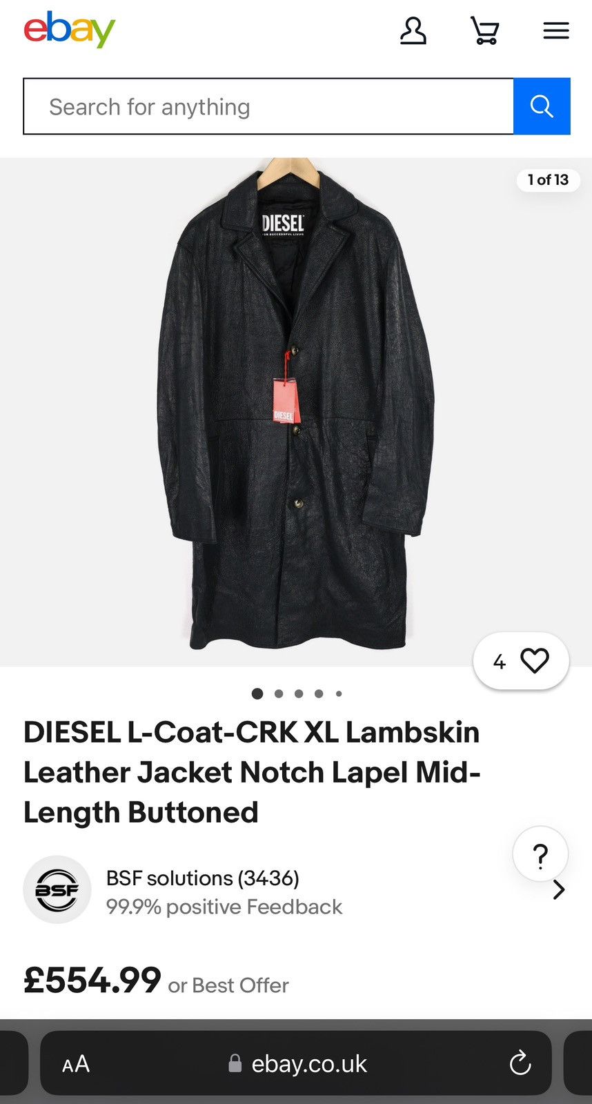 Diesel Diesel L COAT CRK Size US XL / EU 56 / 4 - 8 Thumbnail