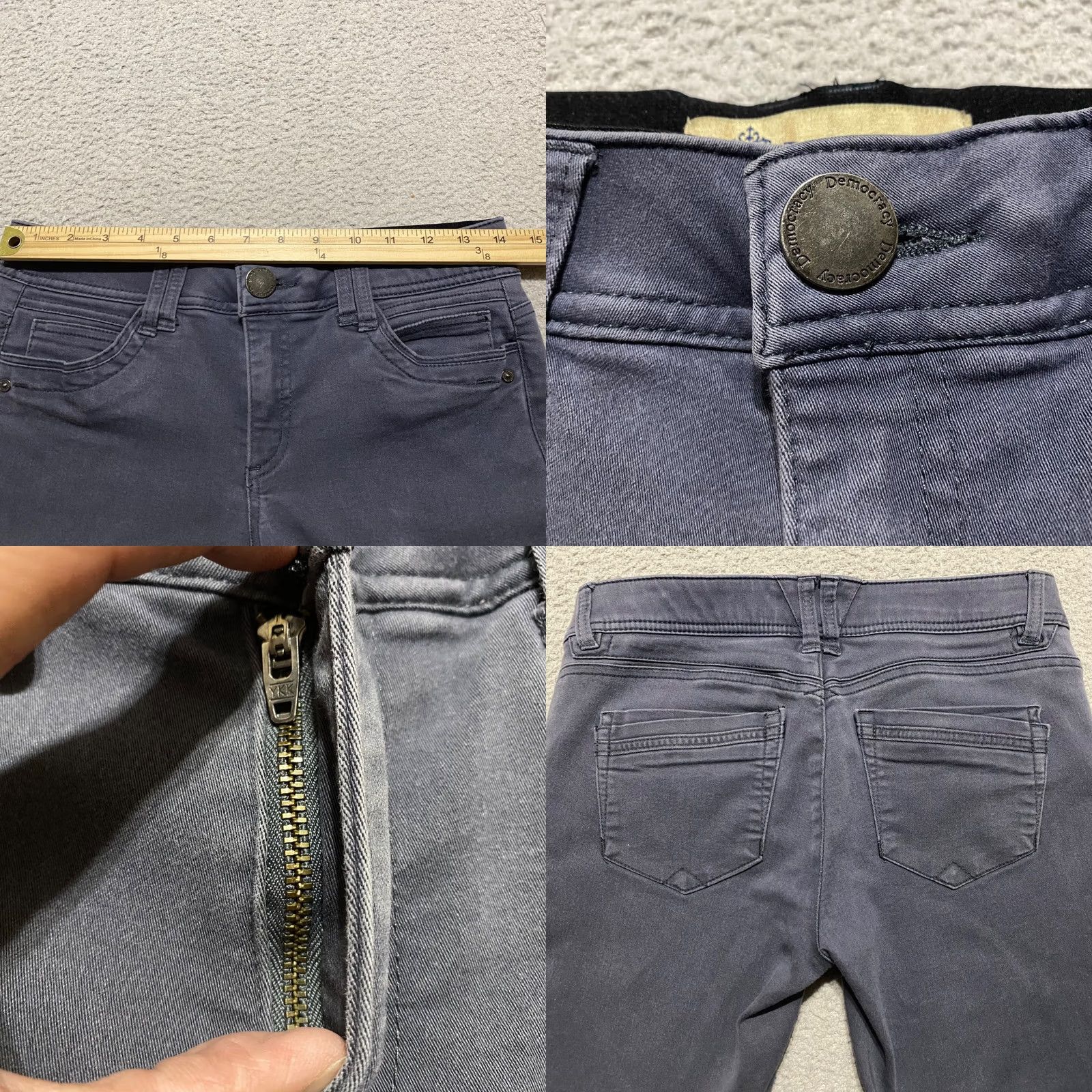 Vintage Democracy Jeans Womens Gray Skinny Regular 28in Medium Wash Denim Stretch 5-Pocket Design Jeans Women Boys Girls Mens Size 26" / US 2 / IT 38 - 8 Thumbnail