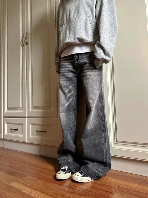 Other Stylish Gray Wide Leg Jeans Size US 32 / EU 48 - 4 Thumbnail