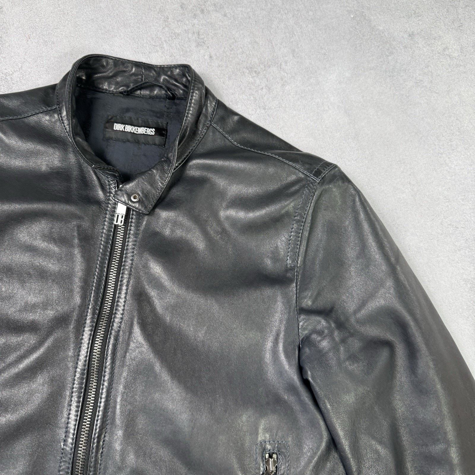Dirk Bikkembergs Dirk Bikkembergs Men Leather Jacket Size 48 Dark Blue Size US M / EU 48-50 / 2 - 6 Thumbnail
