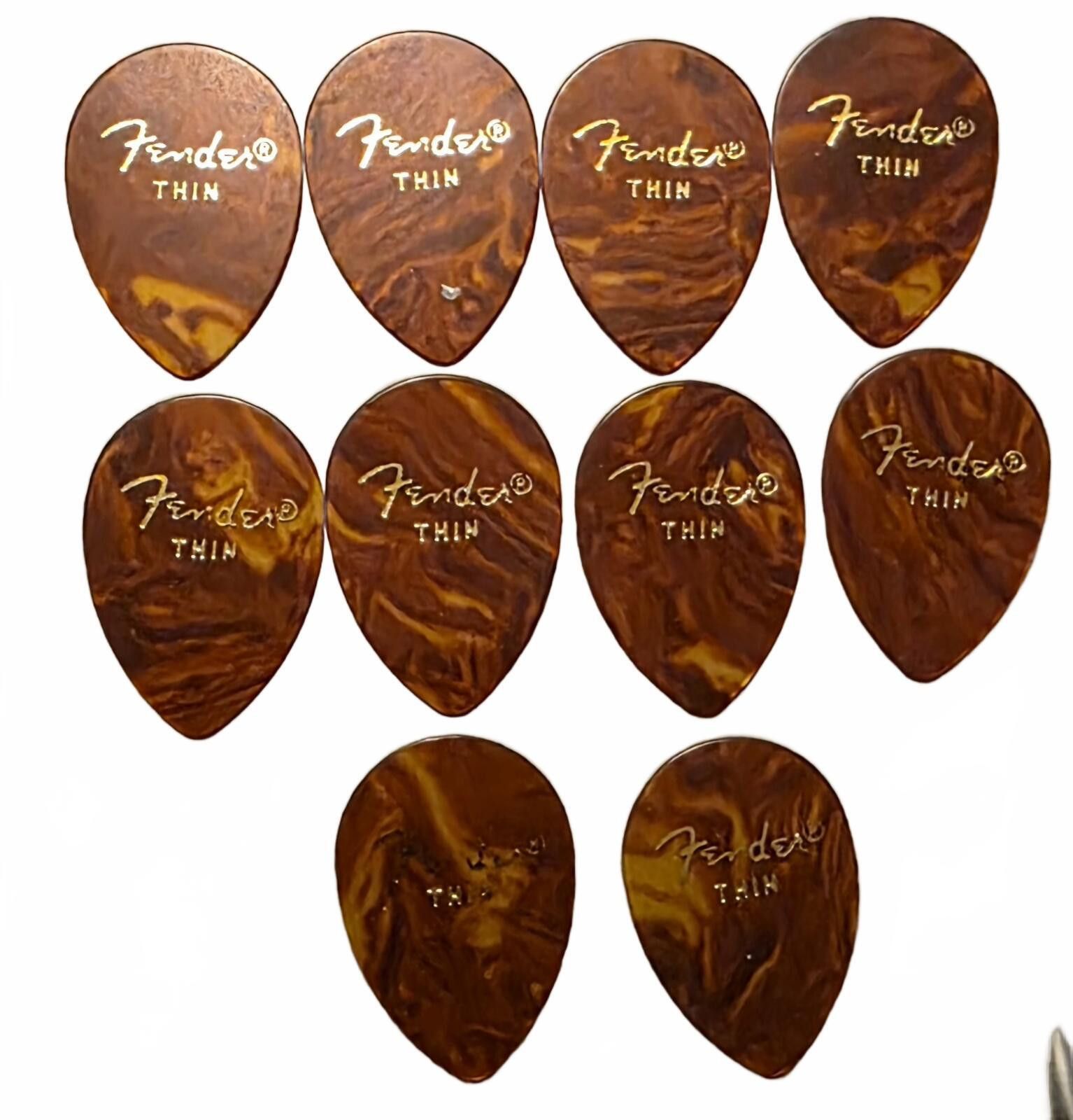 Fender 10 Fender Thin Guitar Picks Brown Tortoise Shell Style Size ONE SIZE - 1 Preview