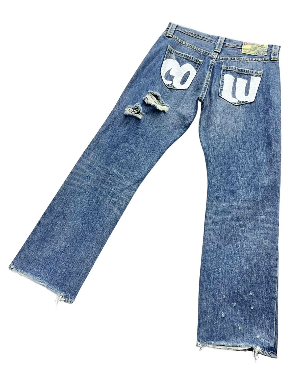 Japanese Brand 🔥FYE🔥90’s CO&LU Distressed Ripped Denim Hysteric Style Size US 30 / EU 46 - 7 Thumbnail