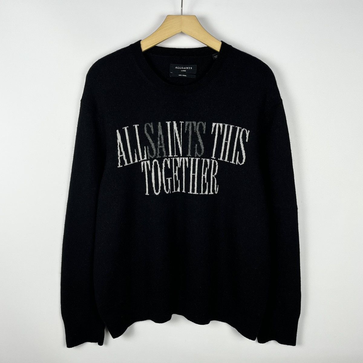 Allsaints Designer Allsaints together wool big logo sweater Size US L / EU 52-54 / 3 - 1 Thumbnail