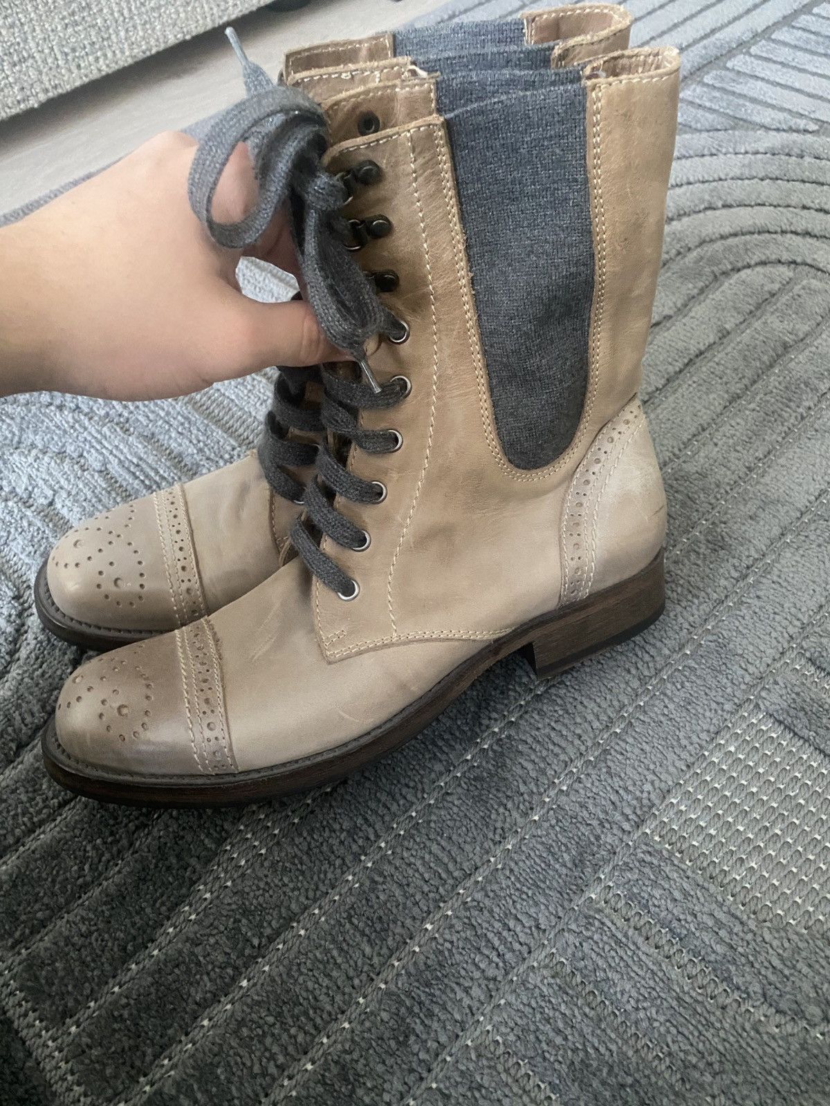 Brunello Cucinelli Brunello cucinelli Ankle boots in leather and cashmere Size US 8 / IT 38 - 1 Thumbnail