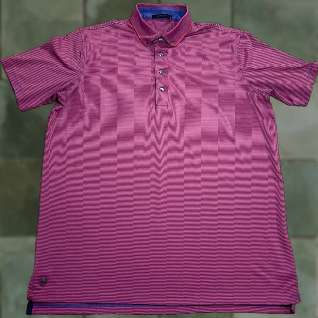 Vintage Greyson Polo Mens Large Golf Pink Stripes Short Sleeve Size US L / EU 52-54 / 3 - 1 Thumbnail