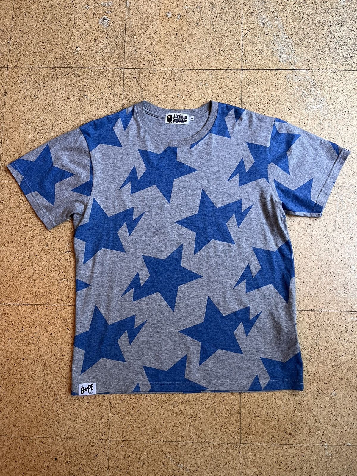 image of Bape Sta Pattern Tee in Grey, Men's (Size Small)