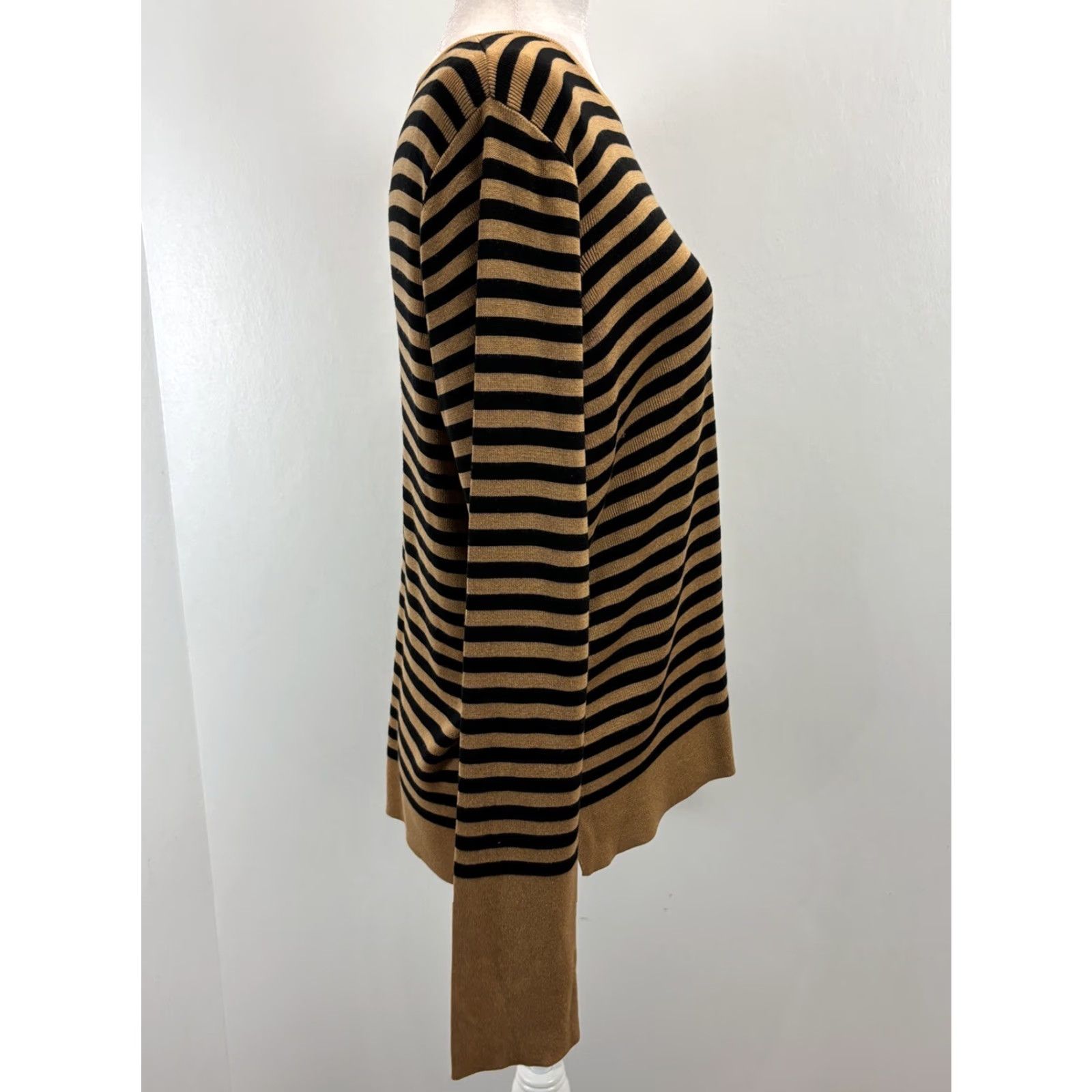 Eileen Fisher VINTAGE Eileen Fisher Knit Sweater Shirt Women’s Large Striped Silk Blend Black Brown Classic Lagenlook Size L / US 10 / IT 46 - 4 Thumbnail