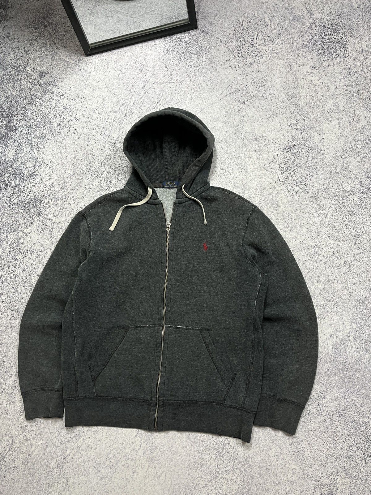 Polo Ralph Lauren × Ralph Lauren Polo Ralph Lauren Grey Zip Up Hoodie Red Pony Hype PRL Y2K Size US L / EU 52-54 / 3 - 3 Thumbnail