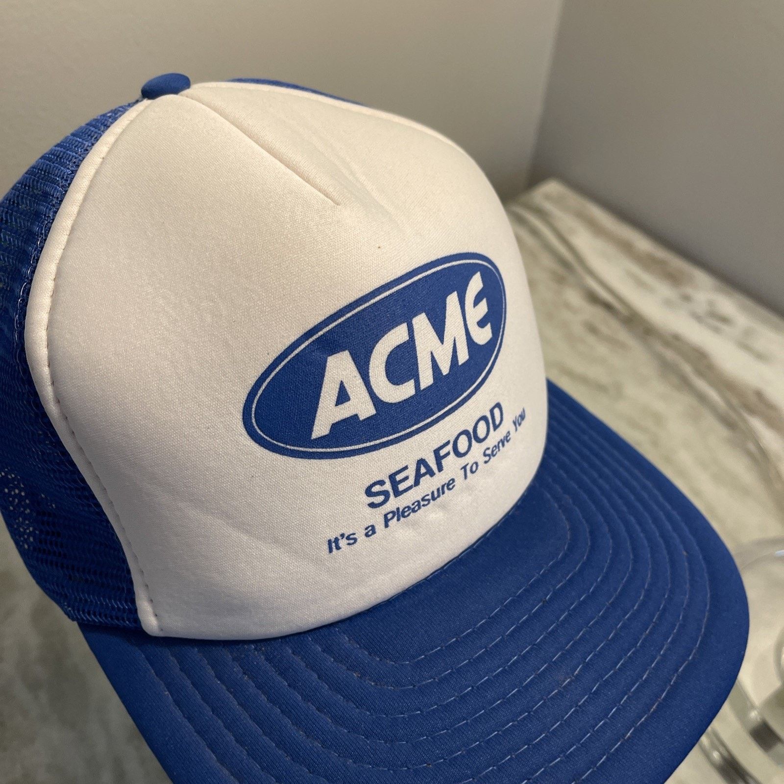 Vintage Vtg 1980’s Trucker Hat Snapback Cap ACME Seafood Rare EUC 2 Size ONE SIZE - 4 Thumbnail