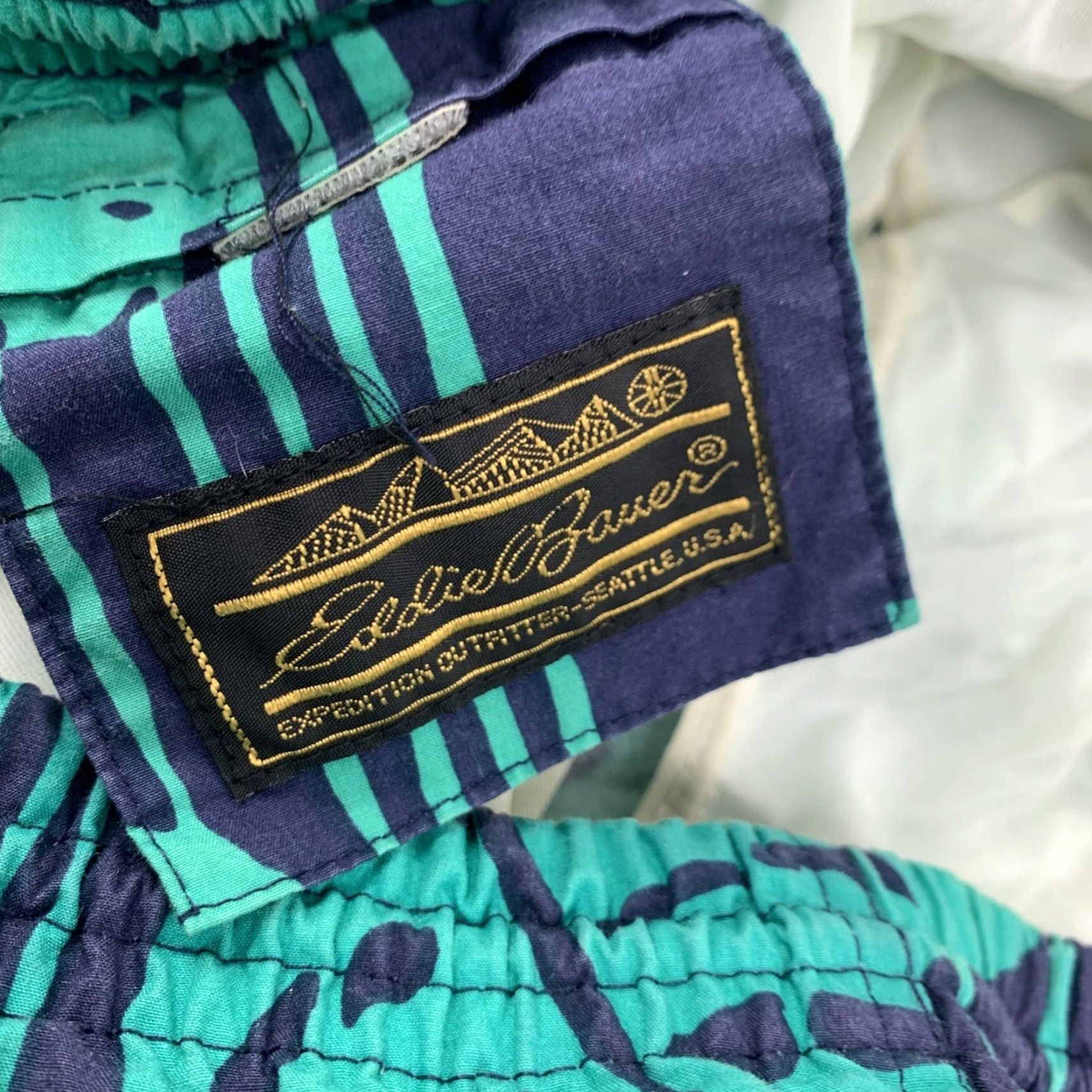 Eddie Bauer VINTAGE Eddie Bauer Swim Trunks Men L Teal Blue Hawaiian Floral Swimsuit Trunks Size US 33 - 4 Thumbnail