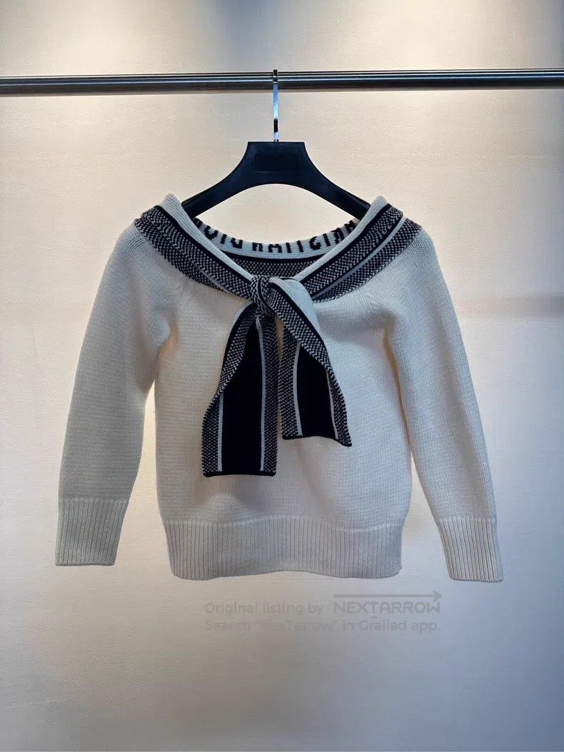 Dior Dior Beige sailor tie woollen sweater Size S / US 4 / IT 40 - 1 Thumbnail