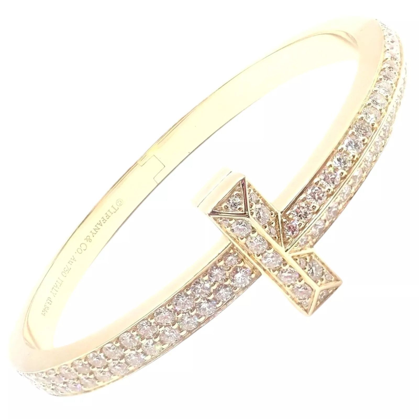 Tiffany & Co. Tiffany & Co 18k Yellow Gold Diamond T1 Wide Bangle Bracelet Size ONE SIZE - 1 Thumbnail