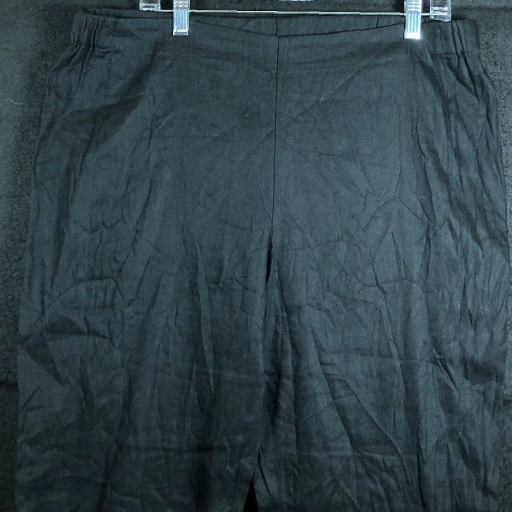 J. Jill J. Jill Womens Pants Black High Rise Pull On Linen Blend Stretch Large Tall Pants Knit/Canvas Straight Inseam 28.5 in Mens Women Girls Boys Size 36" / US 14 / IT 50 - 2 Thumbnail