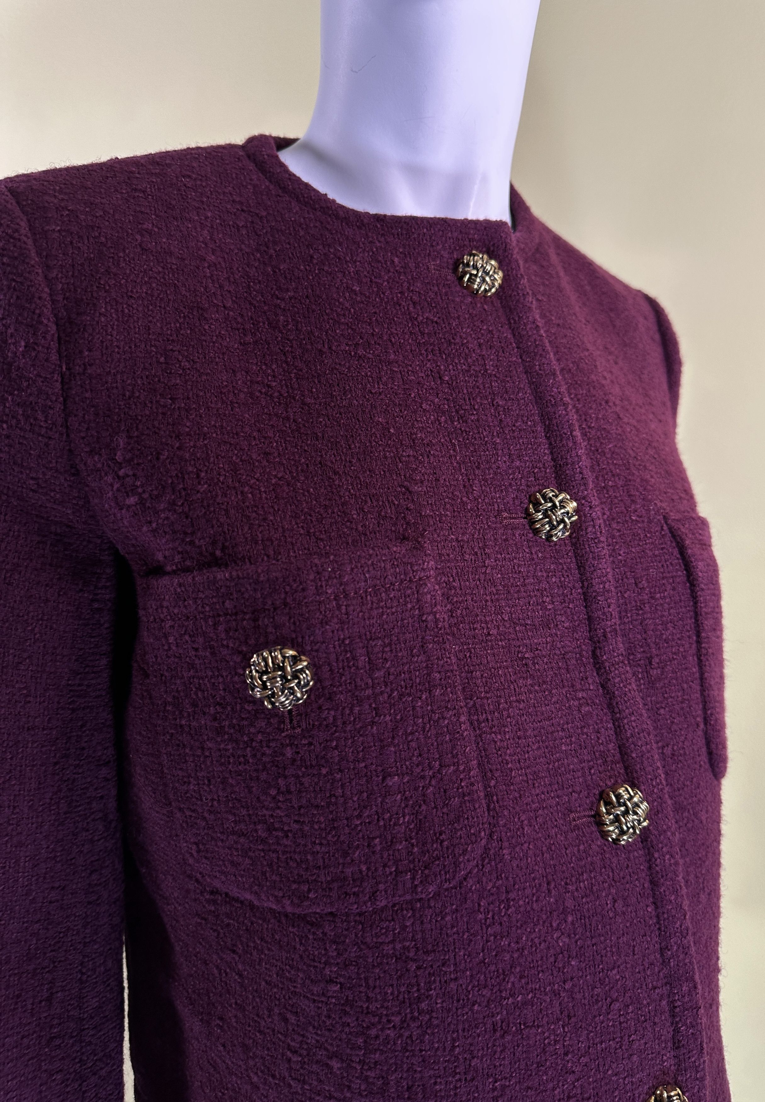 ba&sh Burgundy jacket Meredith tweed Size S / US 4 / IT 40 - 3 Thumbnail