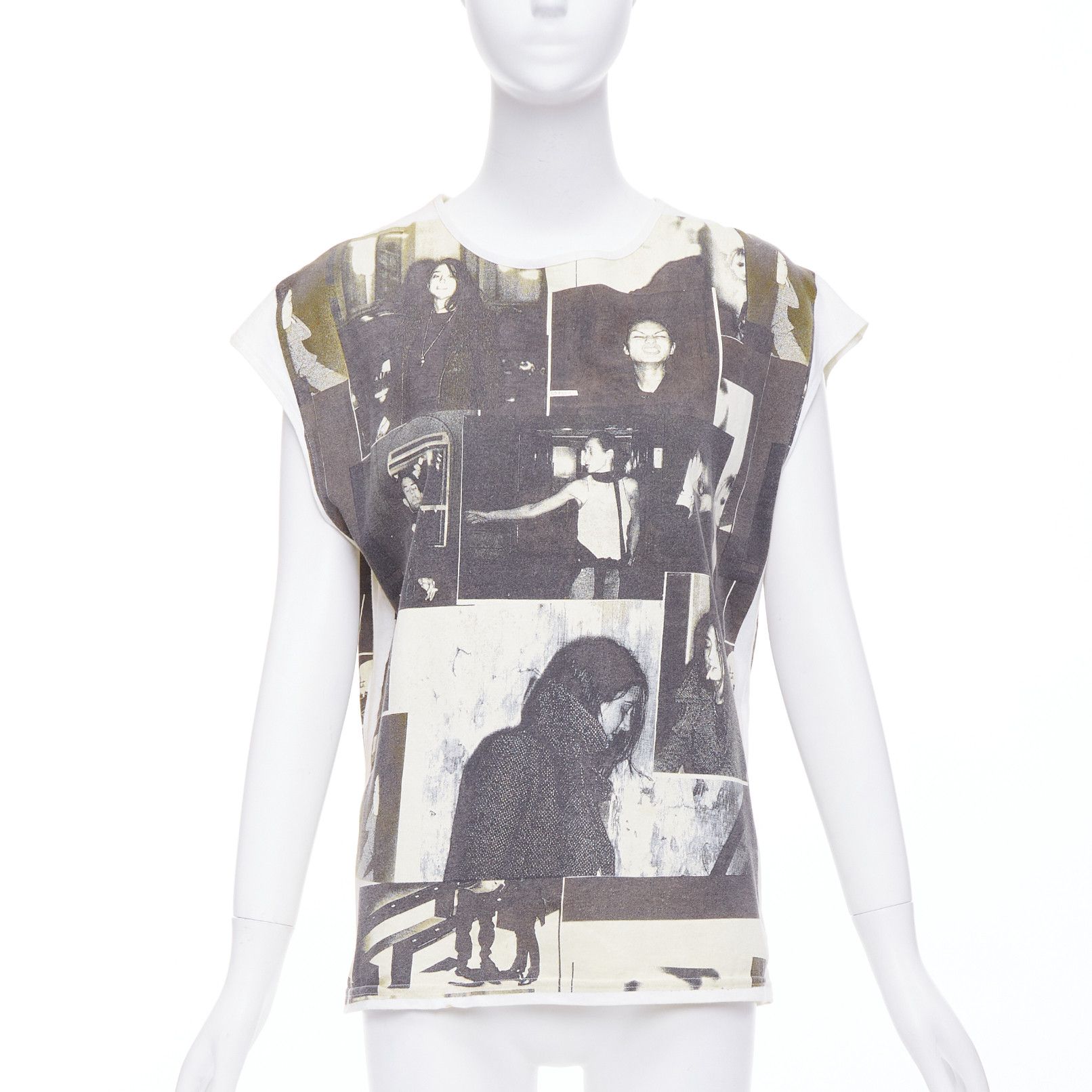 Balenciaga rare BALENCIAGA 2007 beige grey cotton vintage photo print top FR36 S Size S / US 4 / IT 40 - 1 Thumbnail