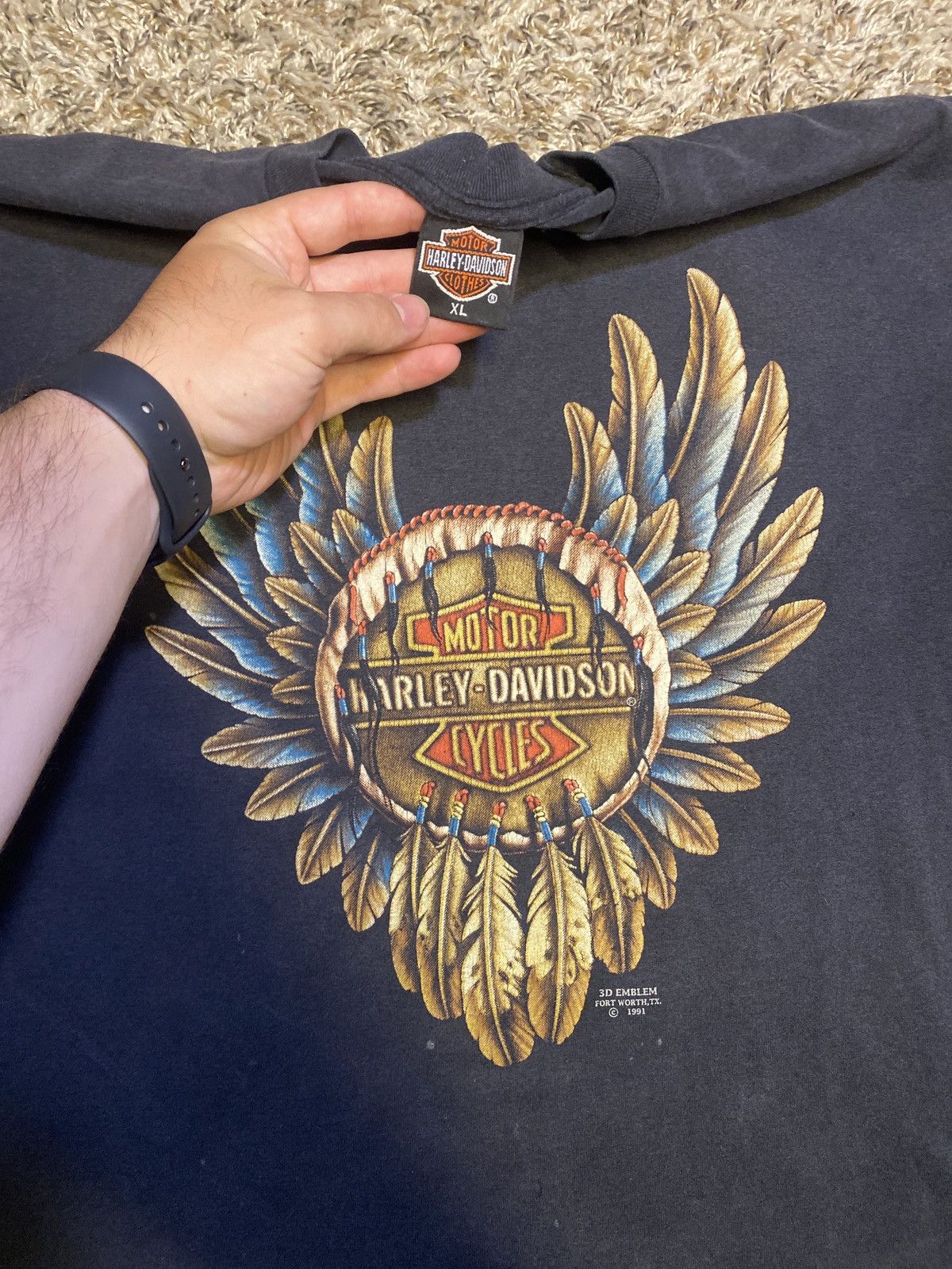 Vintage Harley Davison 3D Emblem Size US XL / EU 56 / 4 - 2 Thumbnail
