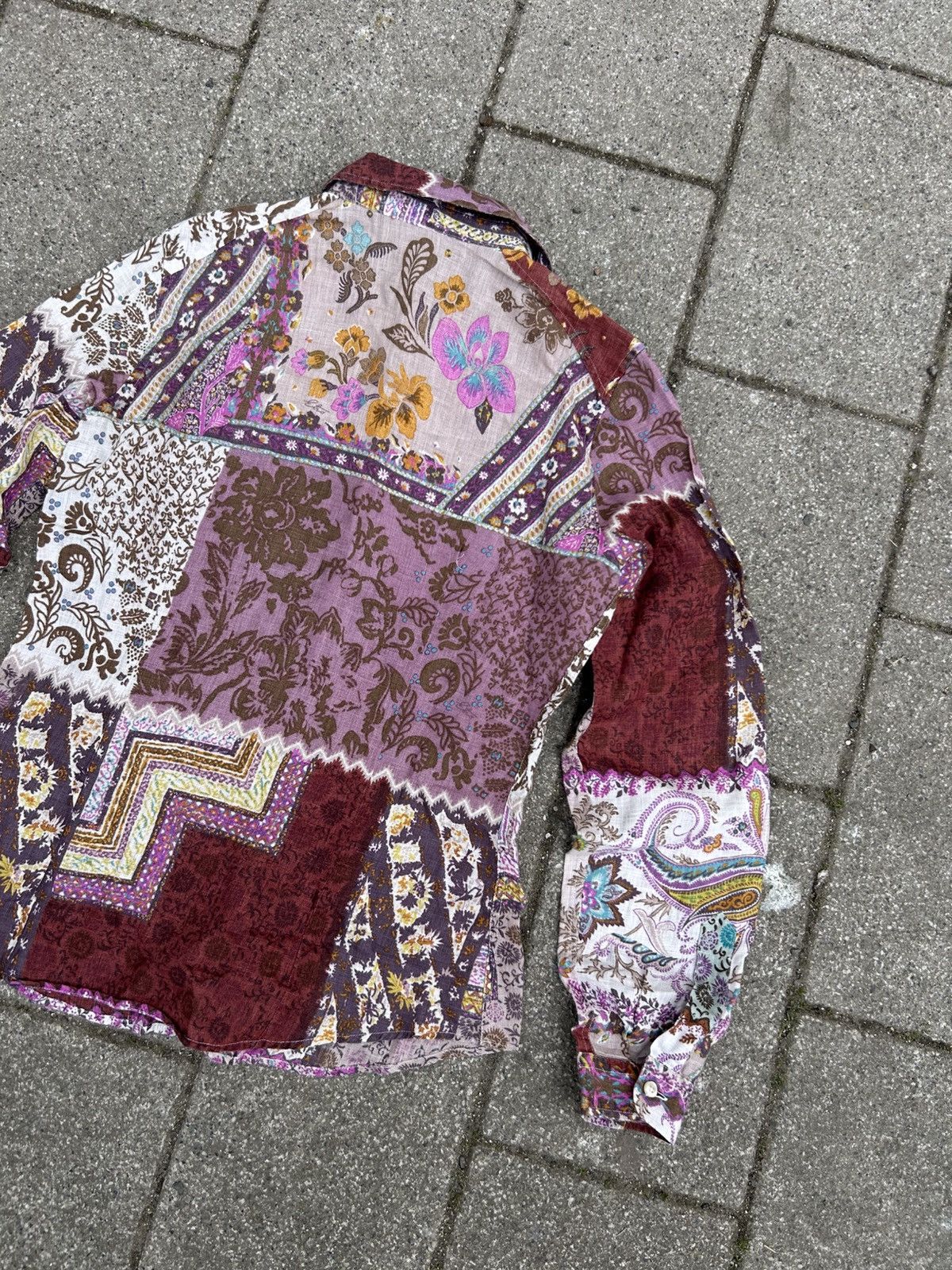 Etro Etro Luxury Paisley Patchwork Linen Blouse Luxury Shirt Size M / US 6-8 / IT 42-44 - 12 Thumbnail