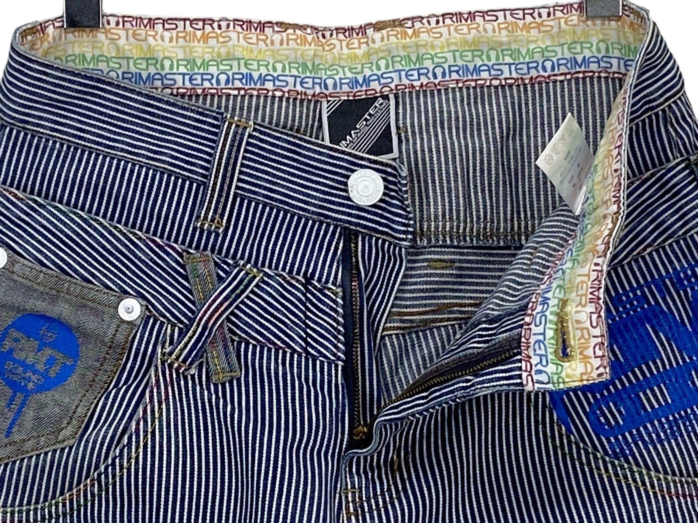 Japanese Brand RMT Double Waist Jeans Japanese Hickory Stripes Skateboard Size US 31 - 7 Thumbnail