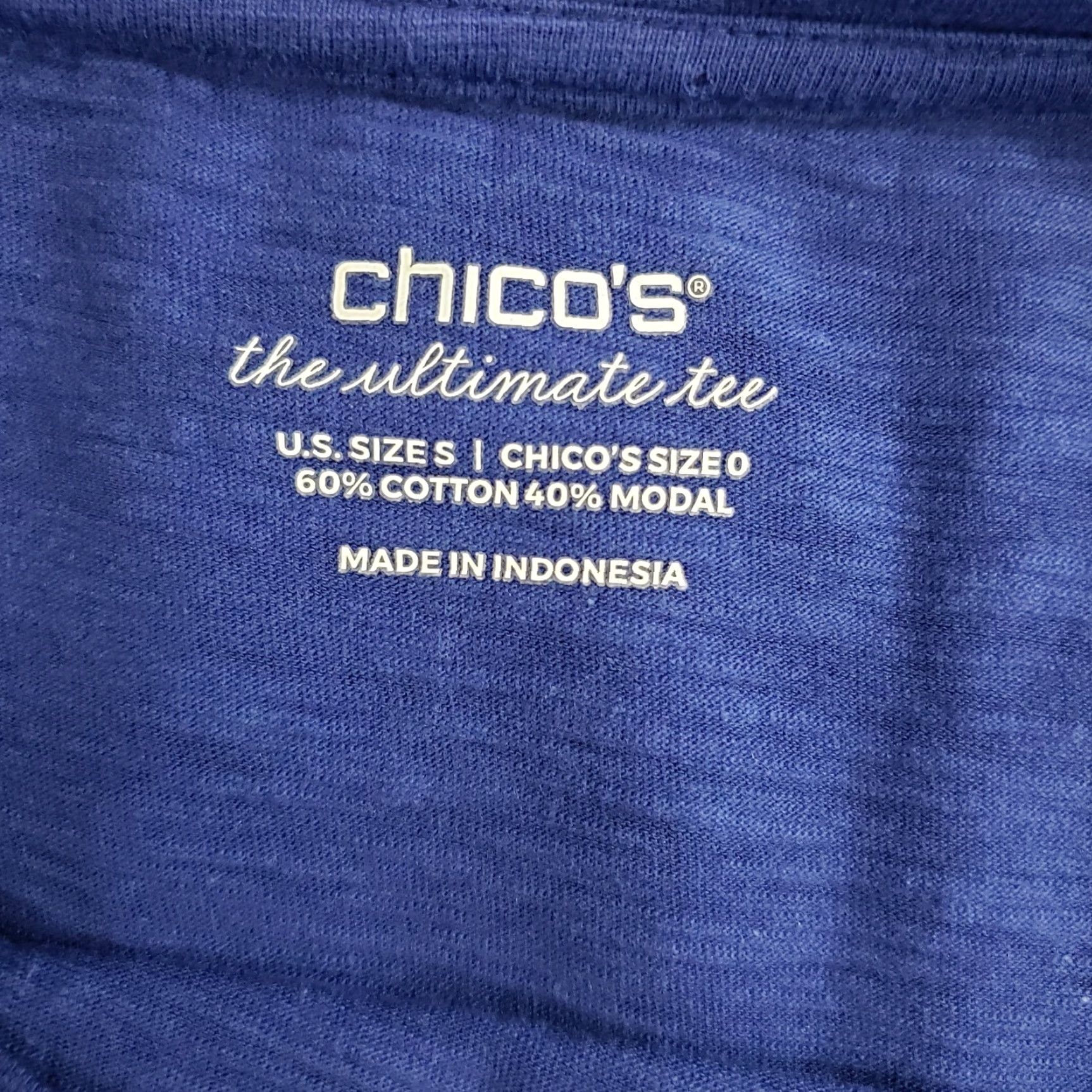 Vintage Chico's Women's Ultimate Tee Shirt Small Solid Blue 3/4 Sleeve Cotton Blend Size S / US 4 / IT 40 - 5 Thumbnail