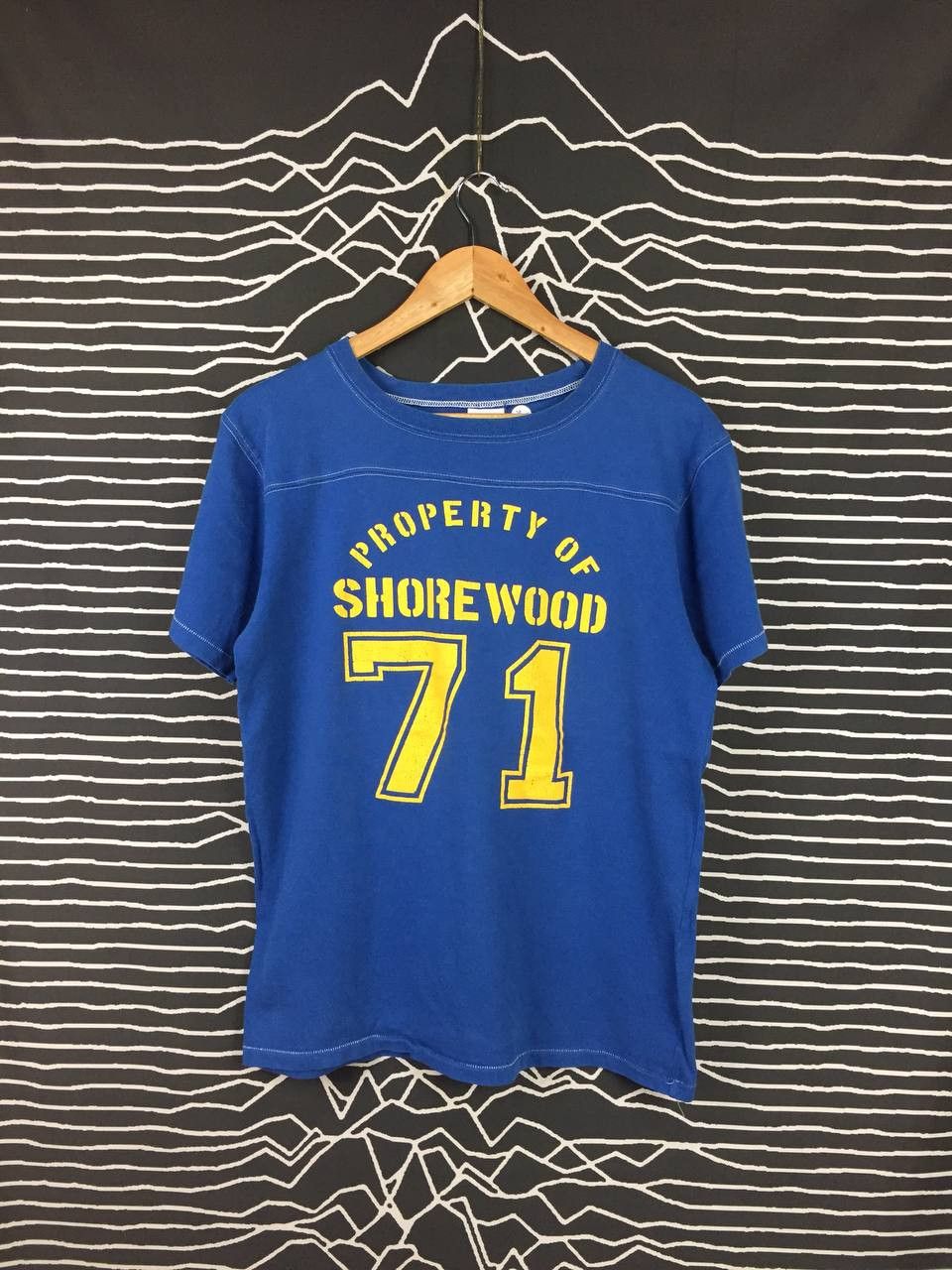 image of VTG Champion Property Of Shorewood Tee in Blue, Men's (Size Large)