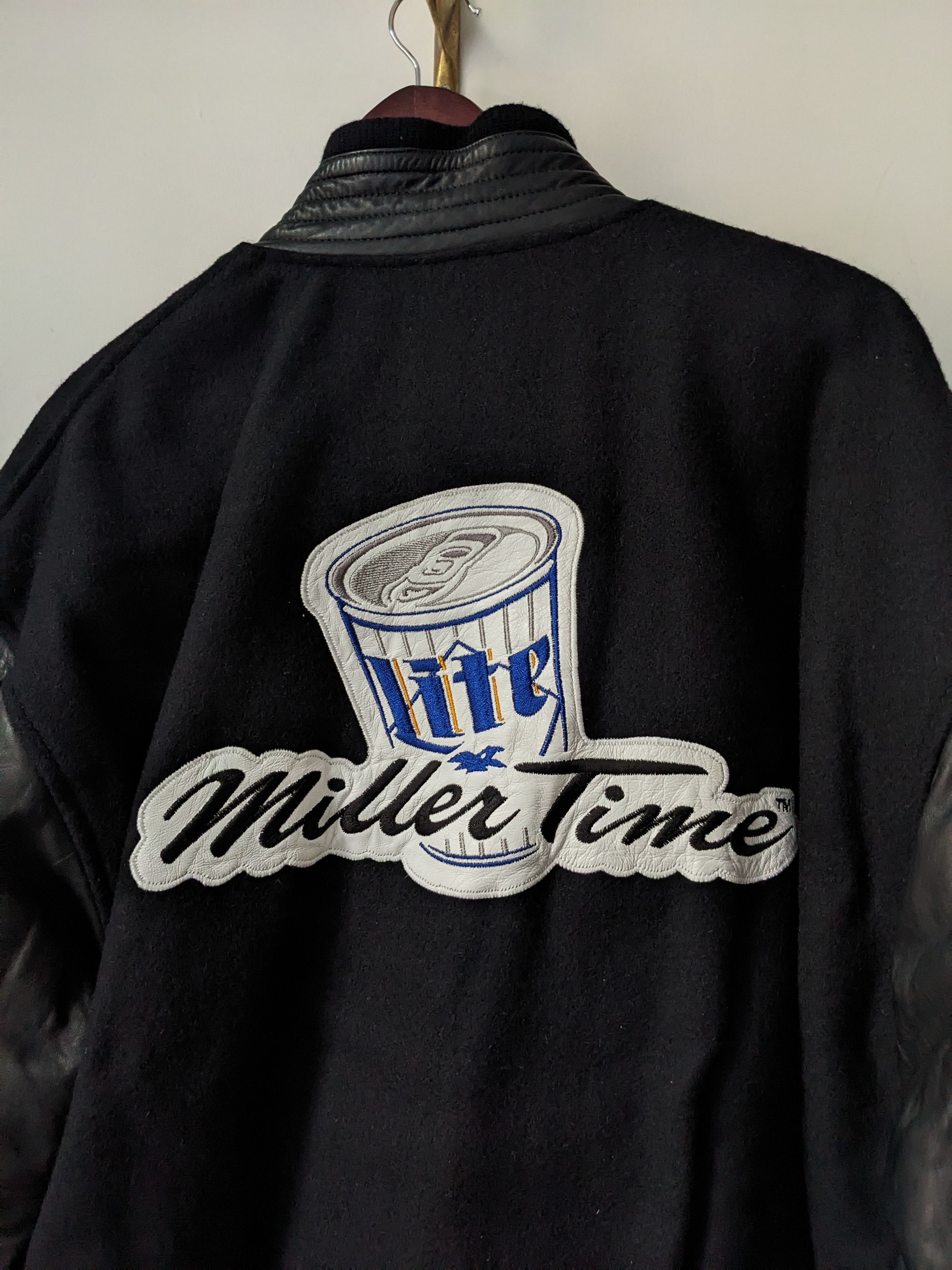 Vintage Vintage Leather Miller Beer Varsity Jacket Wool L Size US L / EU 52-54 / 3 - 3 Thumbnail