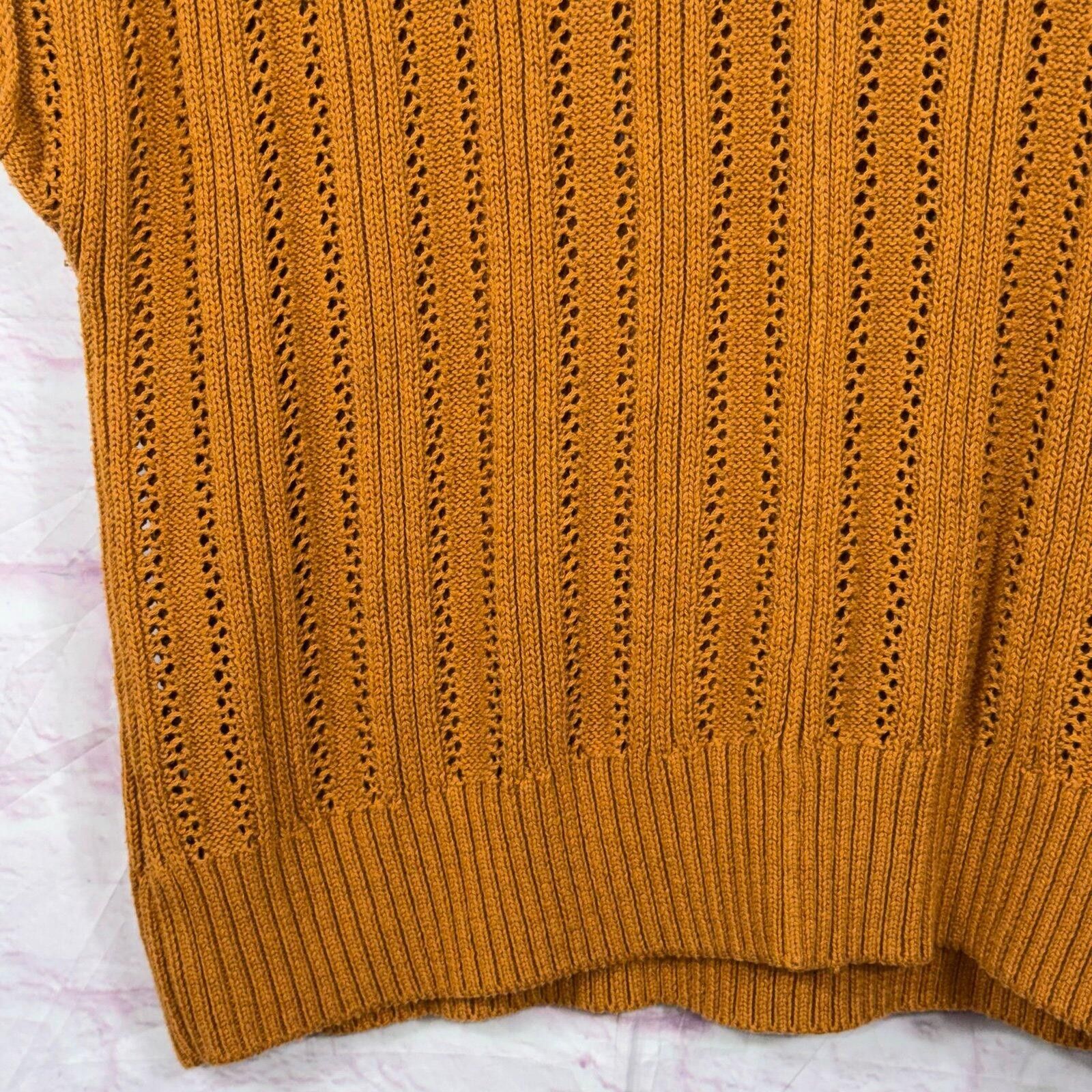 Jones New York Joie Rust Orange Knit Sweater Womens Medium V Neck Pullover Size M / US 6-8 / IT 42-44 - 3 Thumbnail