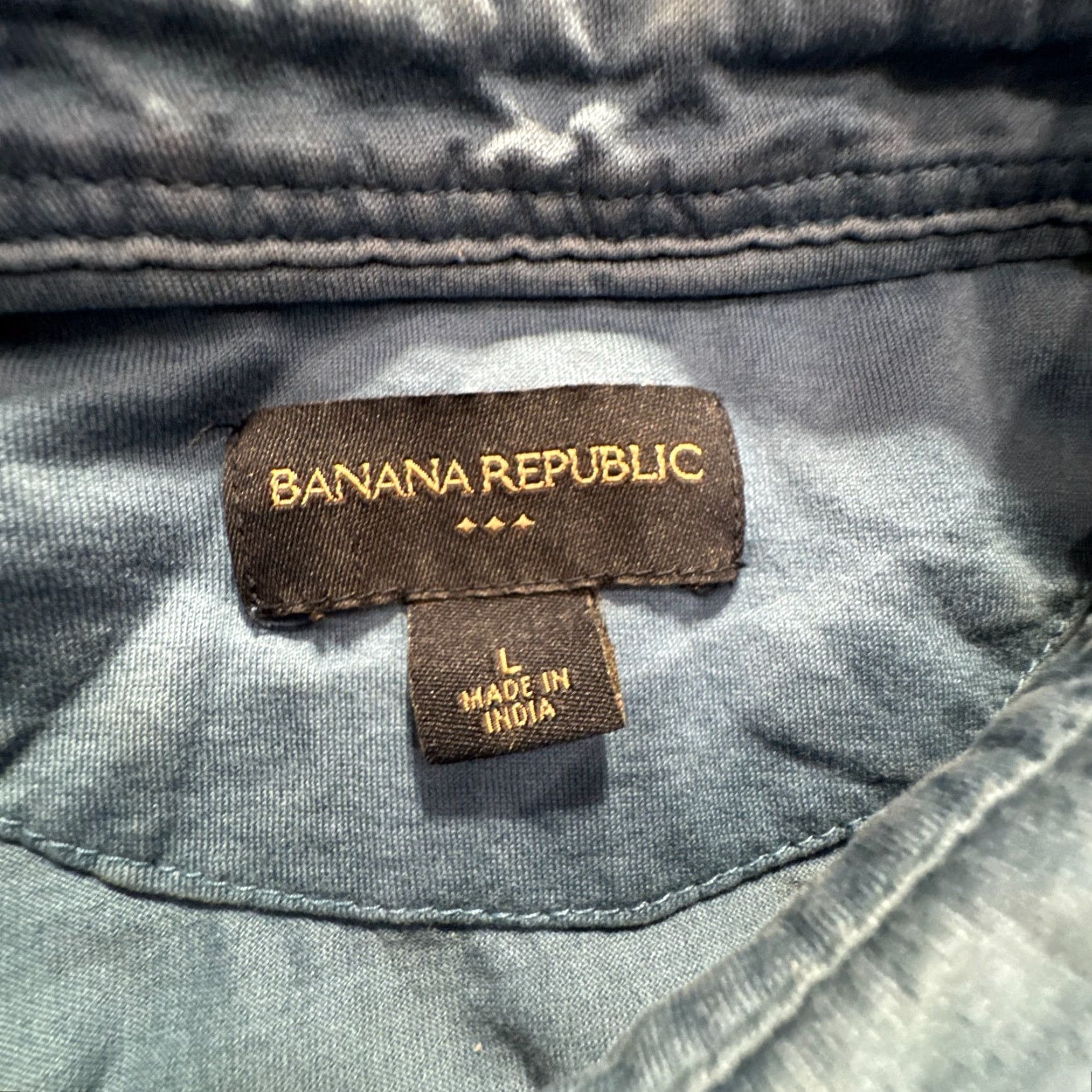Banana Republic Banana Republic Shirt Mens L Blue Short Sleeve Button-Up Knit Pocket Size US L / EU 52-54 / 3 - 3 Thumbnail