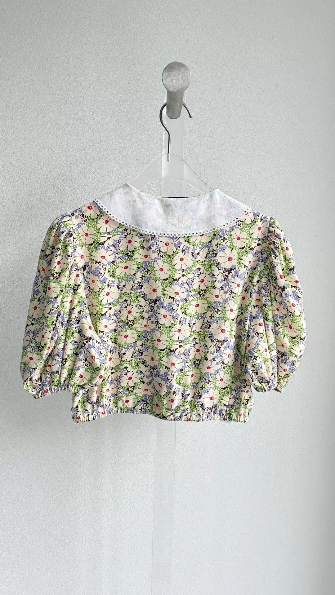 Miu Miu MIU MIU Floral Silk Peter Pan Collar Short Sleeve Shirt 38 Size XS / US 0-2 / IT 36-38 - 2 Thumbnail