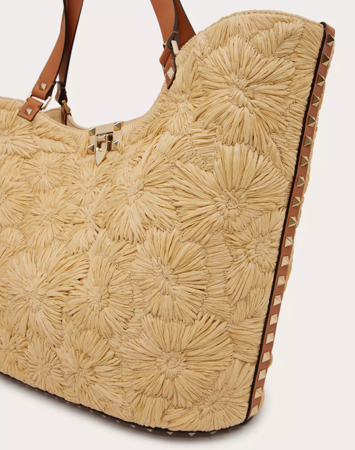 Valentino oc11z0725 Size:OS/ Woven Raffia Shopping Bag in Beige Size ONE SIZE - 7 Thumbnail