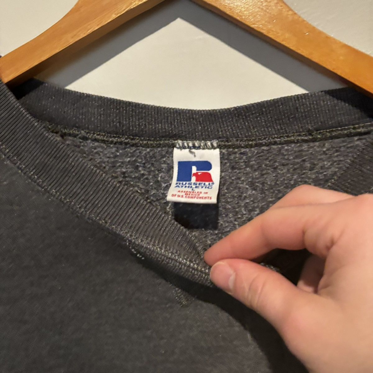 Russell Athletic Vintage 1990s Russell Athletic Charcoal Grey Blank Crewneck Size US L / EU 52-54 / 3 - 2 Thumbnail
