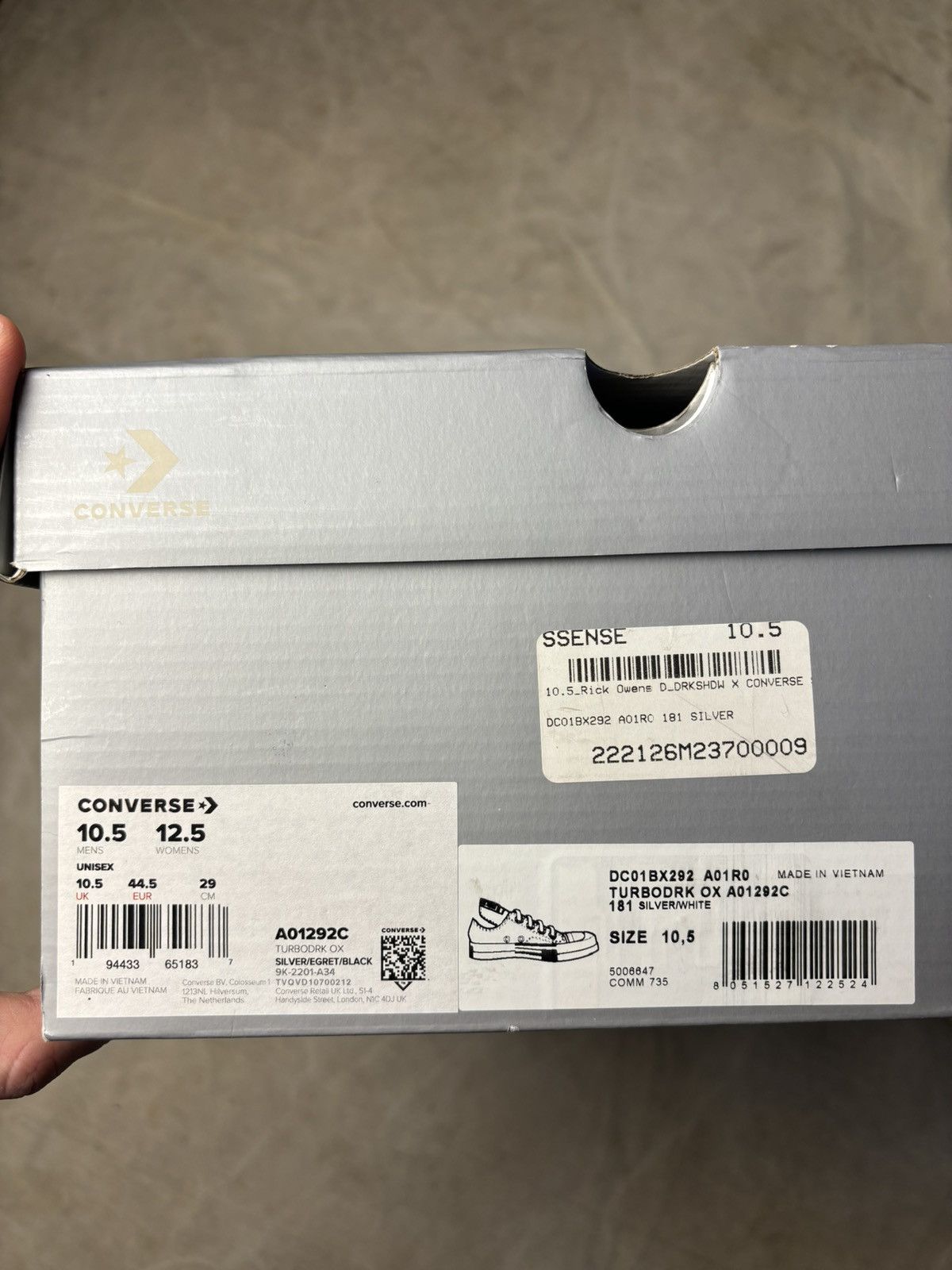 Converse × Rick Owens Drkshdw Rick Owens X Converse Turbodrk Silver Low 10.5 Size US 10.5 / EU 43-44 - 10 Thumbnail