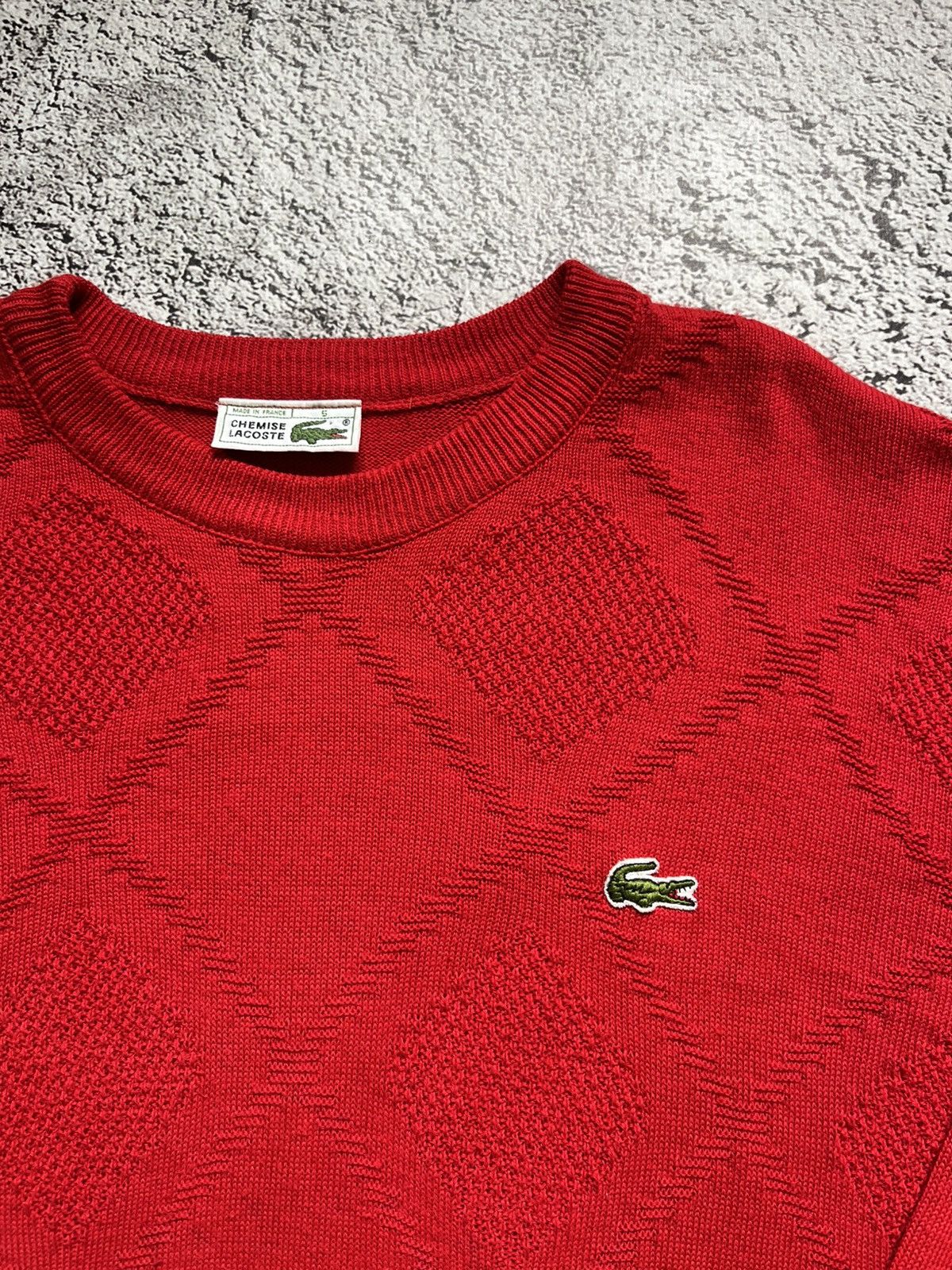 Lacoste Vintage Lacoste Diamond Knit Sweater Red Size US L / EU 52-54 / 3 - 4 Thumbnail