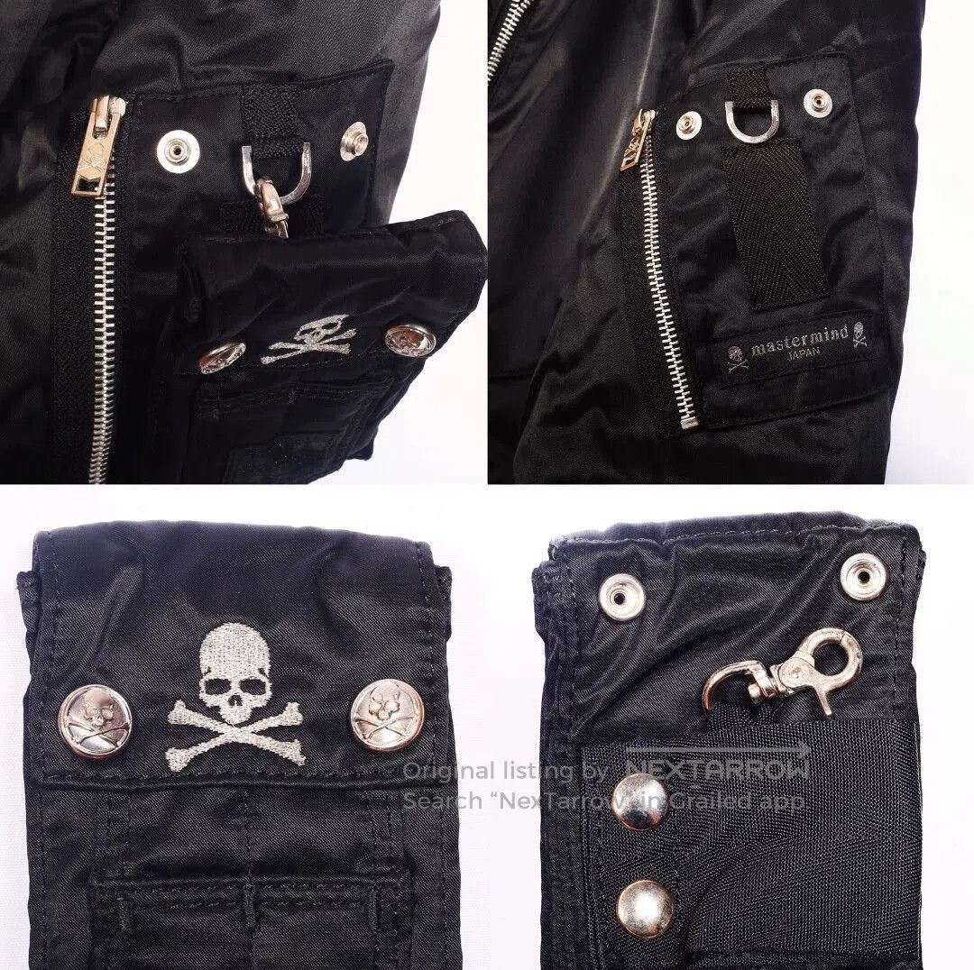 Mastermind Japan Black Satin Bomber Jacket with Skull Patch. Size US S / EU 44-46 / 1 - 6 Thumbnail