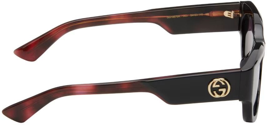 Gucci Gucci Black & Red Specialized Fit Oval Sunglasses Size ONE SIZE - 4 Thumbnail