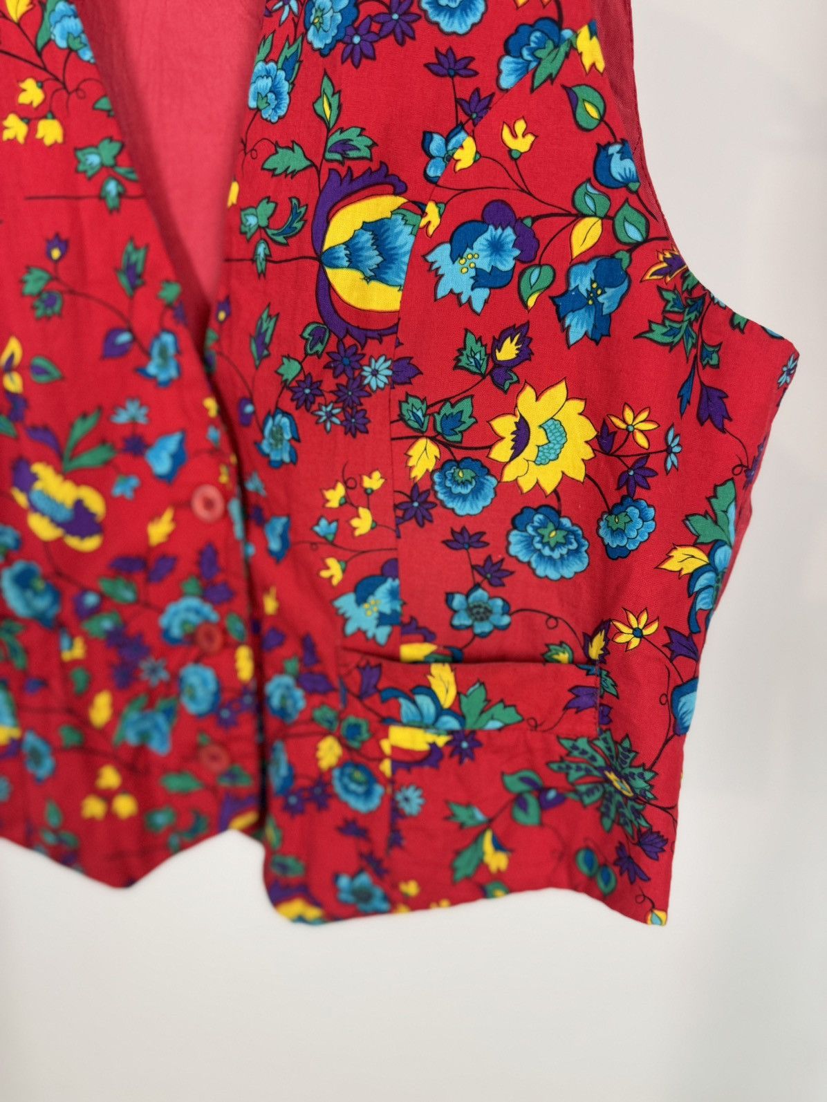 Other Vintage 80’s TECHNICS Floral Waistcoat - Vibrant Boho Style Size M / US 6-8 / IT 42-44 - 4 Thumbnail