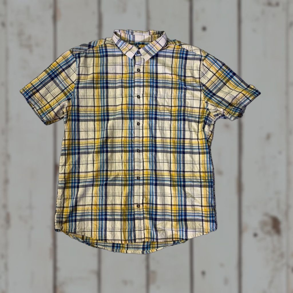 Prana prAna Shirt Mens XL Yellow Plaid Short Sleeve Button Up Pocket Beach Hiking Shirt Size US XL / EU 56 / 4 - 1 Thumbnail