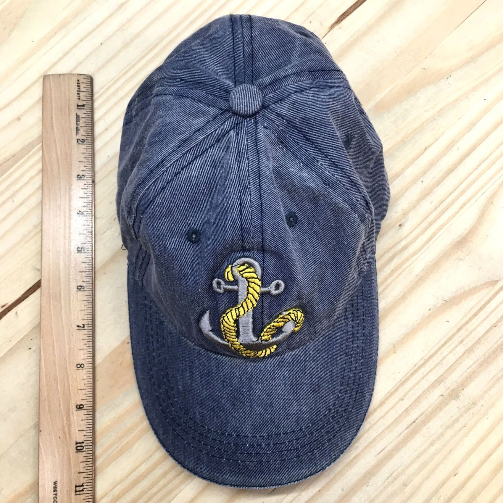 Vintage Anchor Baseball Cap Hat Mens One Size Blue Cotton Adjustable Embroidery Size ONE SIZE - 3 Thumbnail
