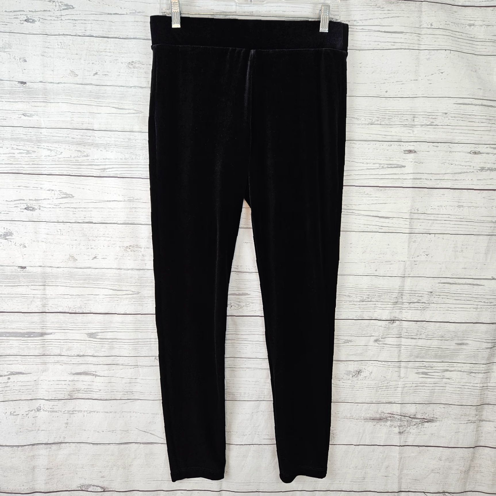 Loft Ann Taylor LOFT Womens Velvet Ankle Leggings Sz Medium Black Pull On Mid Rise Size 32" / US 10 / IT 46 - 2 Thumbnail
