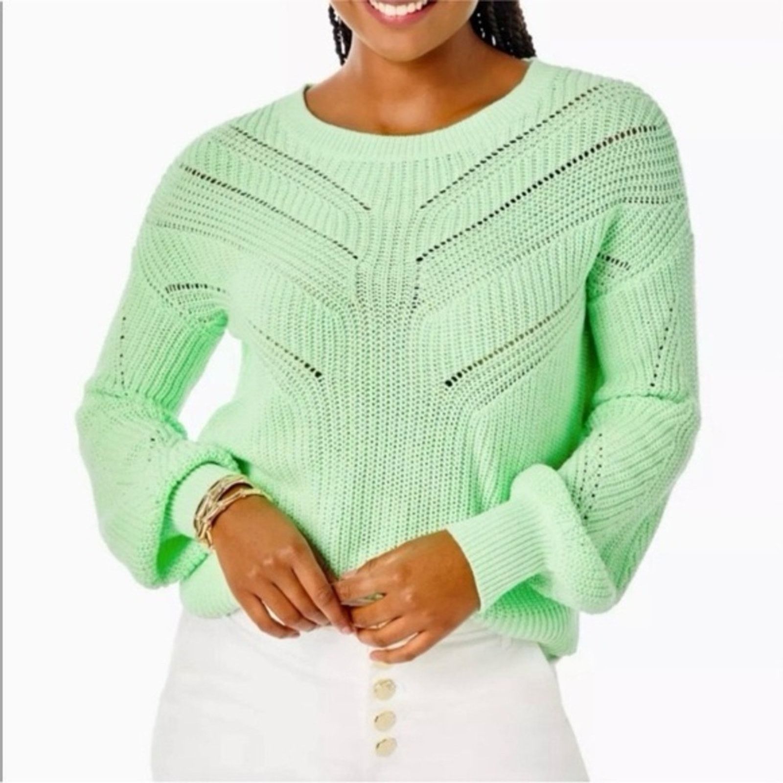 Lilly Pulitzer Lilly Pulitzer Bristow Knit Sweater Womens XS PistachioGreen Size XS / US 0-2 / IT 36-38 - 2 Thumbnail