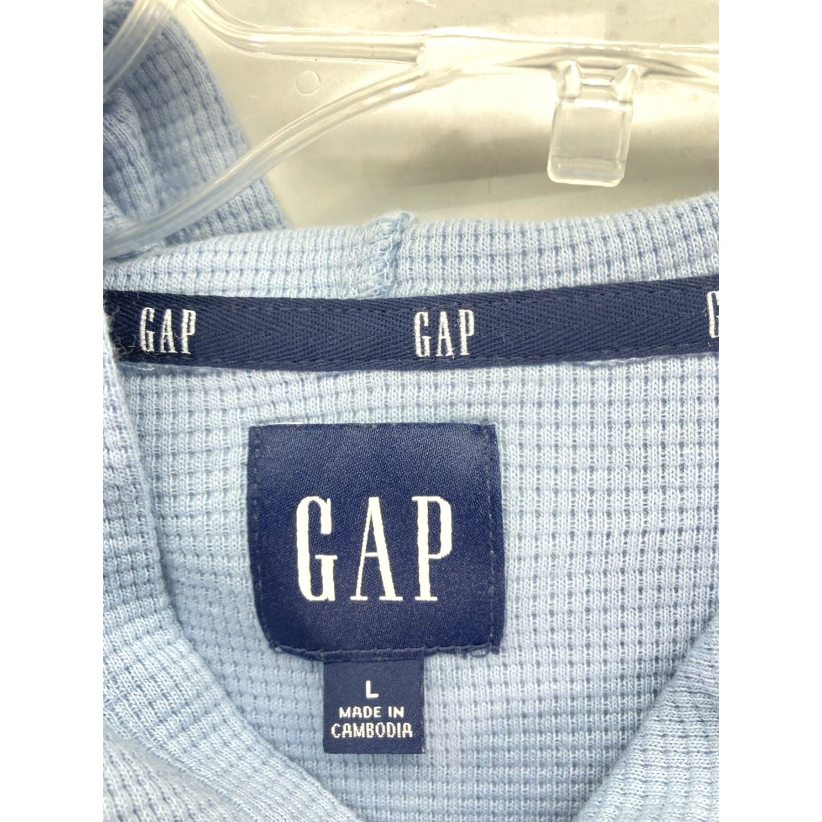 Gap VINTAGE Gap Waffle Henley Hoodie Shirt Men Large Blue Long Sleeve Pullover NWT Size US L / EU 52-54 / 3 - 6 Thumbnail