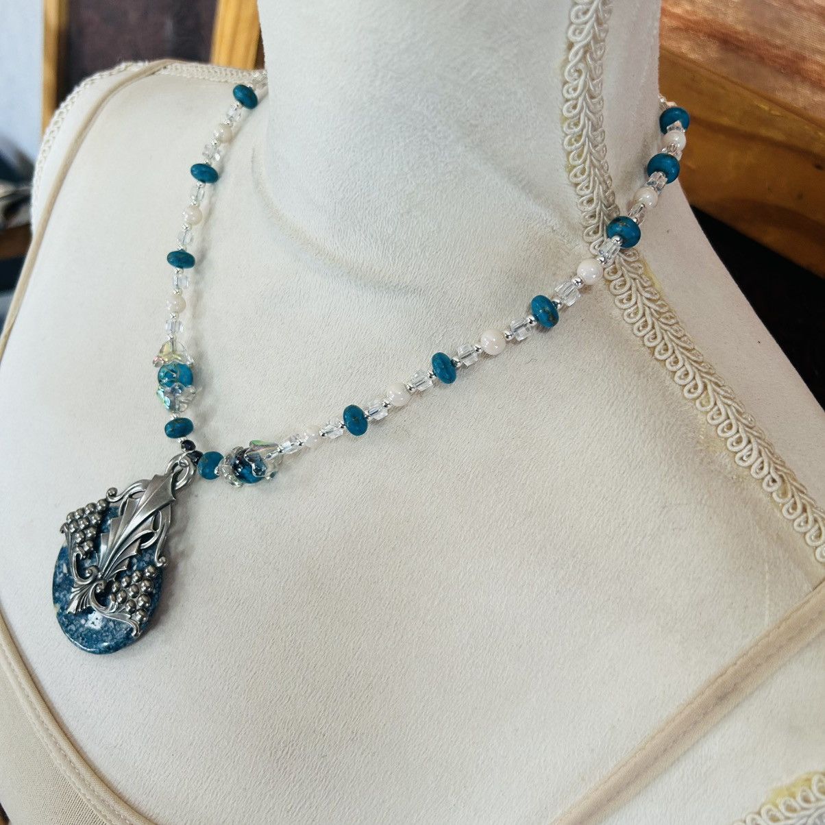 Handmade Handcrafted art glass bead crystal art deco orgone necklace Size ONE SIZE - 3 Thumbnail