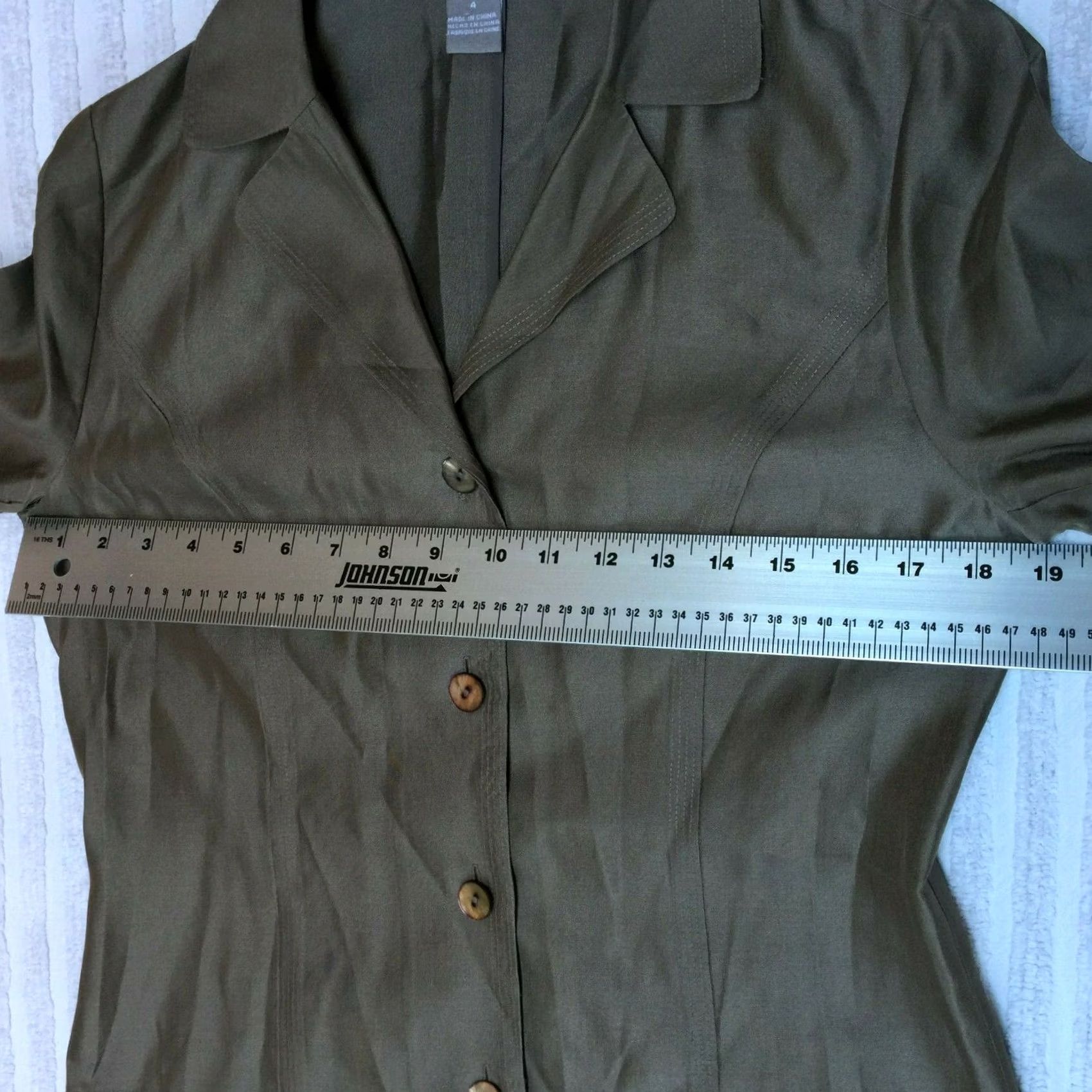 Olive Sigrid Olsen Blazer Jacket 3/4 Sleeve Silk Olive Green Sz 4 Womens Button Front Casual Size S / US 4 / IT 40 - 5 Thumbnail
