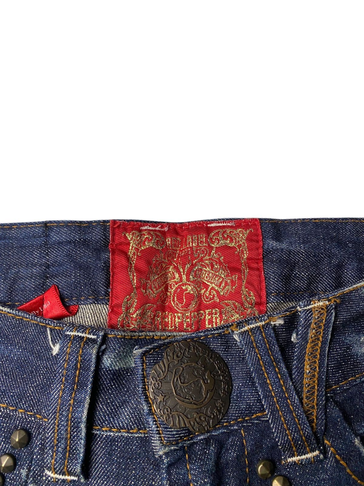 If Six Was Nine 2000's Red Pepper Seawash Studded Flare Jeans Size US 27 - 7 Thumbnail