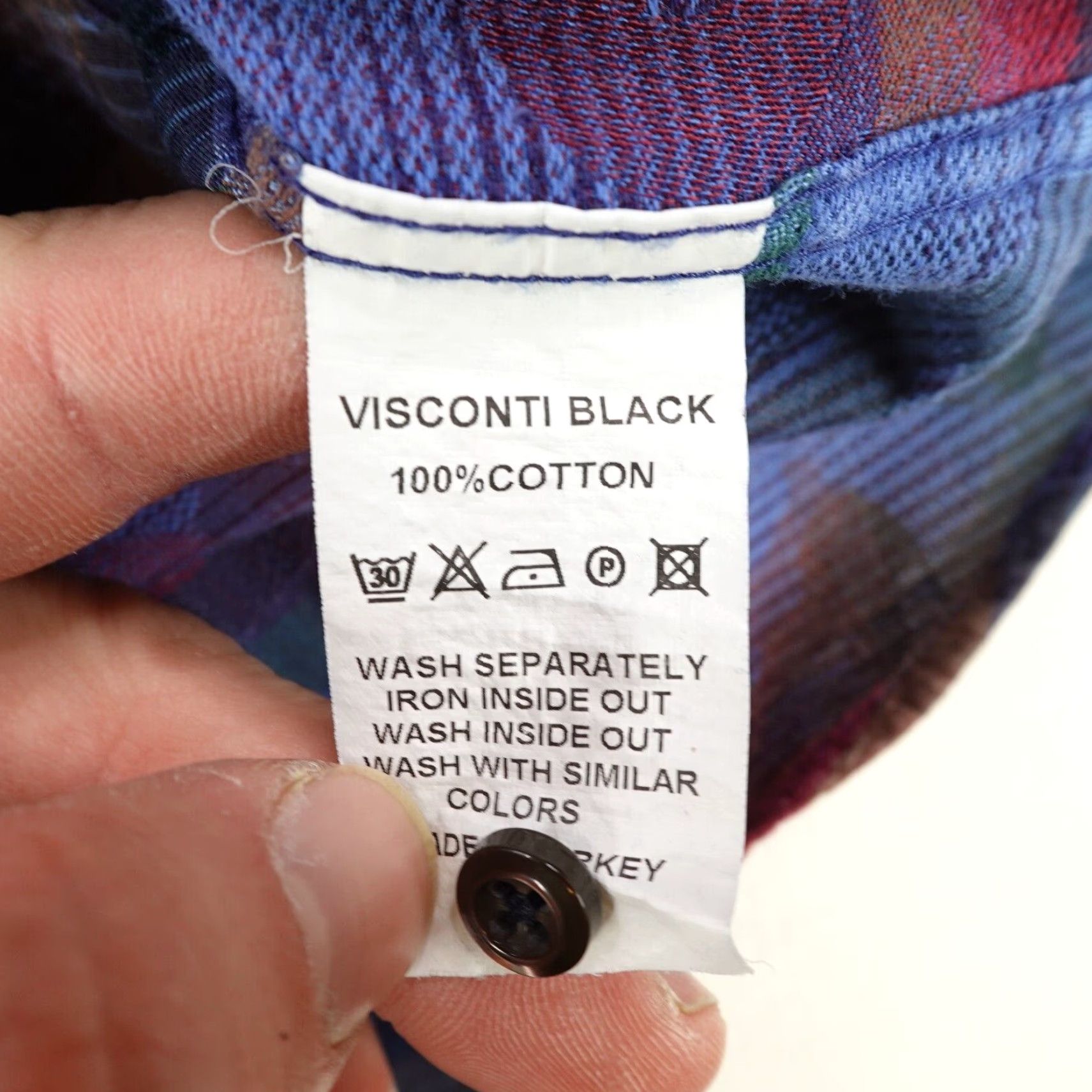Luchiano Visconti Luchiano Visconti Shirt Mens XL Blue Plaid Button-Up Cotton Long Sleeve Geometric Designer Classic Size US XL / EU 56 / 4 - 6 Thumbnail