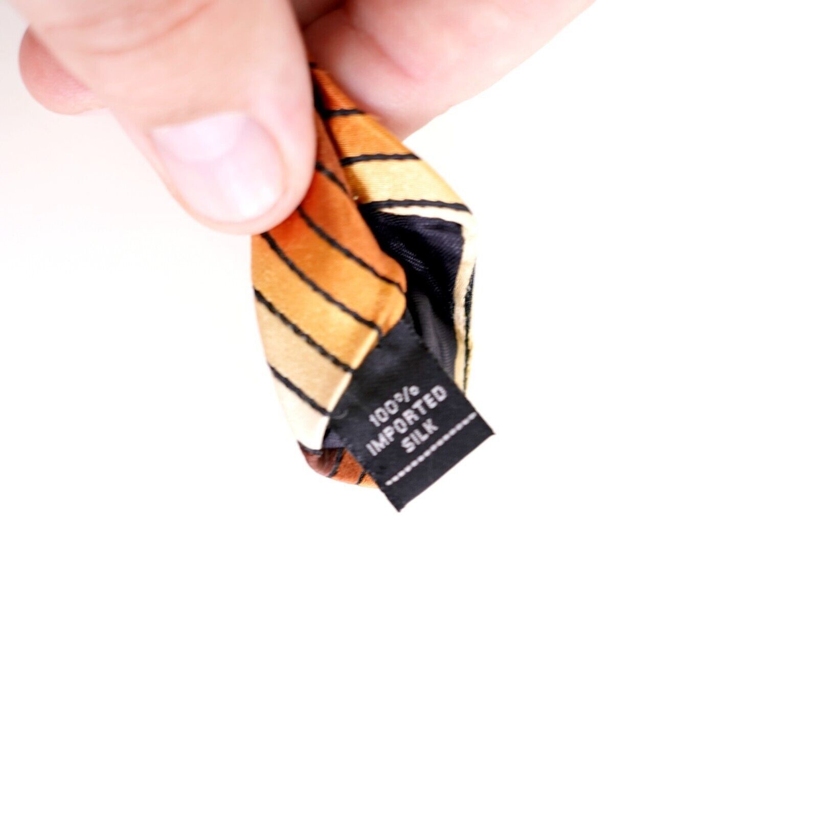 Arrow Arrow Tan Orange Striped Woven Wide Silk Tie Size ONE SIZE - 4 Thumbnail
