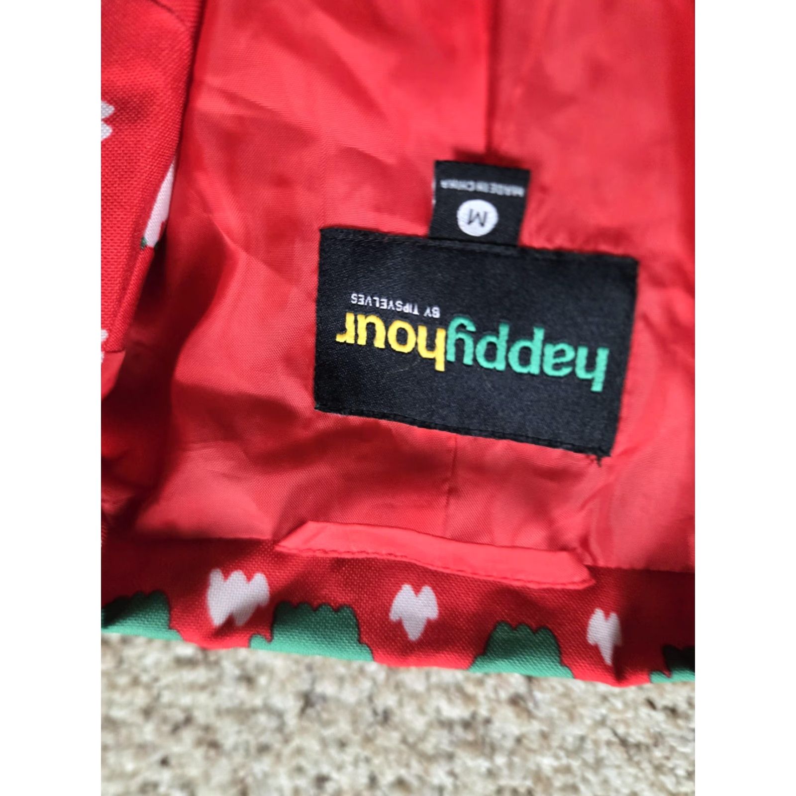 Vintage Tipsy Elves Happy Hour Suit Mens M Red 2 Piece Christmas Ugly NWT Shirt Jacket Regular Fit Notch Lapel Front Button Vintage? Size 40R - 4 Thumbnail
