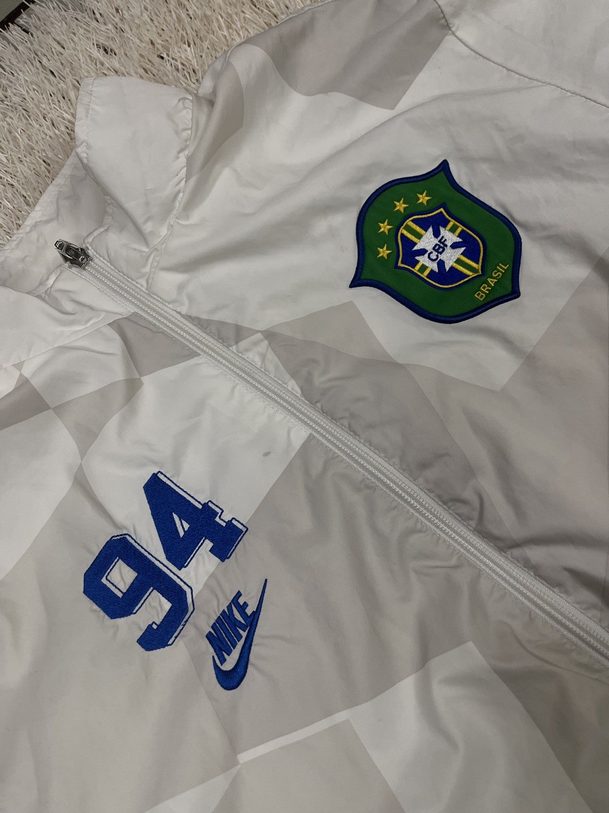 Nike Nike Jacket 94 Brazil CBF FFF nylon white Y2K Football Size US L / EU 52-54 / 3 - 6 Thumbnail