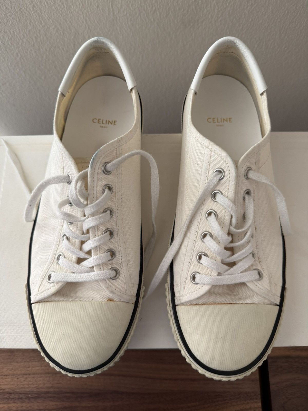 Celine CELINE - WHITE LOW SNEAKERS - HEDI SLIMANE Size US 8 / EU 41 - 3 Thumbnail